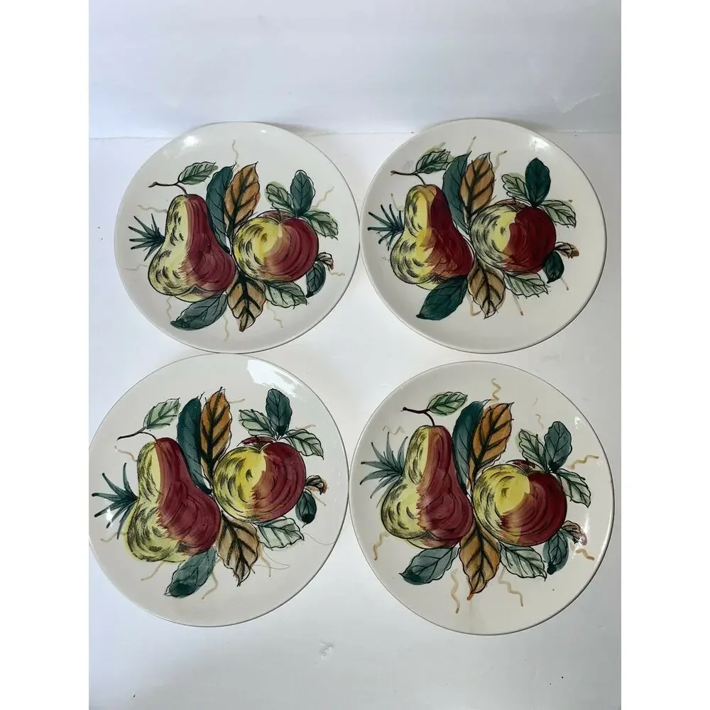 Hand Painted Ironstone Ware Set Of 4 6” Plates Made in JAPAN Fruit